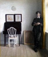 Vilhelm Hammershøi, Interieur mit lesendem jungen Mann, 1898